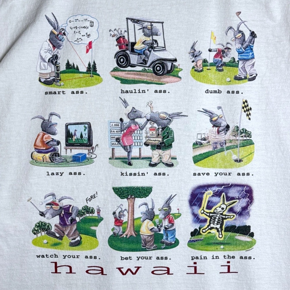 The Duck Company Bad Coffee Hawaii Golf Donkey Graphic T-Shirt Mens XL White